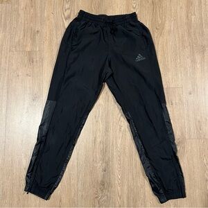 Adidas Men’s Small Black Track Pants Joggers • Polyester • Zipper Ankle